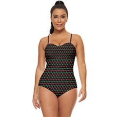 Geometric Abstract Pattern Line Retro Full Coverage Swimsuit by Salmanaz77