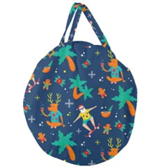 Colorful Funny Christmas Pattern Giant Round Zipper Tote by Ket1n9