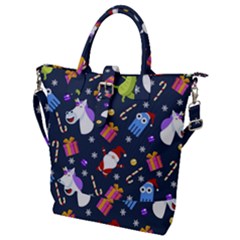 Colorful Funny Christmas Pattern Buckle Top Tote Bag by Ket1n9