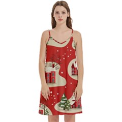 Christmas New Year Seamless Pattern Mini Camis Dress With Pockets by Ket1n9