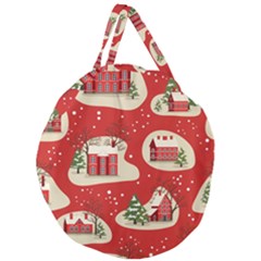 Christmas New Year Seamless Pattern Giant Round Zipper Tote by Ket1n9