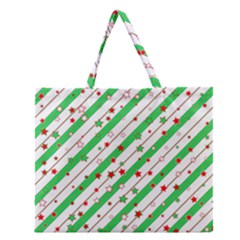 Christmas Paper Stars Pattern Texture Background Colorful Colors Seamless Zipper Large Tote Bag by Ket1n9