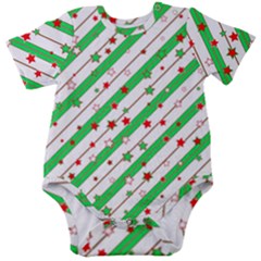 Christmas Paper Stars Pattern Texture Background Colorful Colors Seamless Baby Short Sleeve Bodysuit by Ket1n9