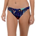 Festive Floral Pattern Christmas Blue Floral Flower Foliage Leaves Pattern Red Snow Winter Band Bikini Bottoms View1