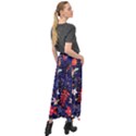 Festive Floral Pattern Christmas Blue Floral Flower Foliage Leaves Pattern Red Snow Winter Velour Split Maxi Skirt View2