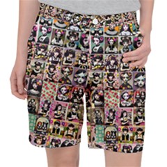 Spanish Gothic Girls Pattern Women s Pocket Shorts by violetheavensky