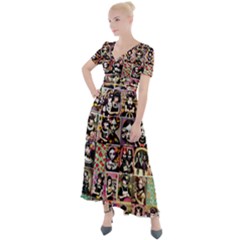 Spanish Gothic Girls Pattern Button Up Short Sleeve Maxi Dress by violetheavensky