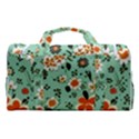 Retro 1960s Flowers Pattern 3 Sports Gym Duffle Bag with Shoe Compartment View2