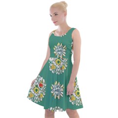 Retro 1960s Flowers Pattern 2 Knee Length Skater Dress by violetheavensky