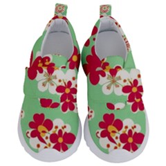 Retro 1960s Flowers Pattern Kids  Velcro No Lace Shoes by violetheavensky
