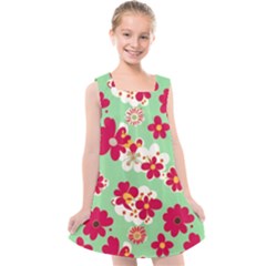 Retro 1960s Flowers Pattern Kids  Cross Back Dress by violetheavensky