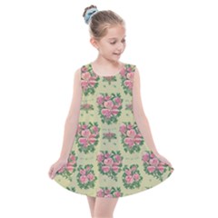 Retro 1880s Flowers Pattern 9 Kids  Summer Dress by violetheavensky