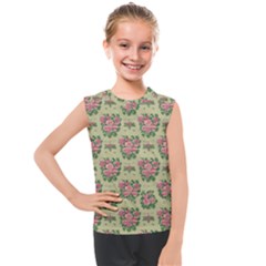 Retro 1880s Flowers Pattern 9 Kids  Mesh Tank Top by violetheavensky