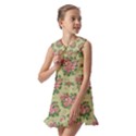 Retro 1880s Flowers Pattern 9 Kids  Pilgrim Collar Ruffle Hem Dress View2