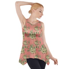 Retro 1880s Flowers Pattern 12 Side Drop Tank Tunic by violetheavensky