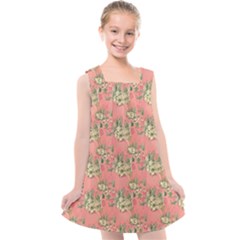 Retro 1880s Flowers Pattern 12 Kids  Cross Back Dress by violetheavensky