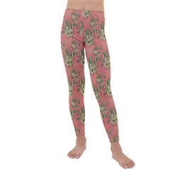 Retro 1880s Flowers Pattern 12 Kids  Lightweight Velour Leggings by violetheavensky