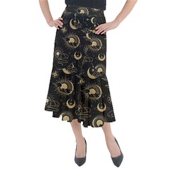 Asian Seamless Pattern With Clouds Moon Sun Stars Vector Collection Oriental Chinese Japanese Korean Midi Mermaid Skirt by Grandong