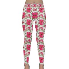 Retro 1880s Flowers Pattern 14 Classic Yoga Leggings by violetheavensky