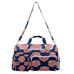 Retro 1880s Flowers Pattern 16 Sports Gym Duffle Bag With Shoe Compartment by violetheavensky