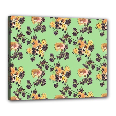 Retro 1880s Flowers Pattern 24 Canvas 20  X 16  (stretched) by violetheavensky