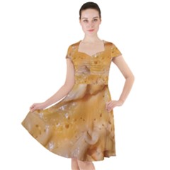 Homemade Flan Extreme Close-up Texture Cap Sleeve Midi Dress With Pockets by dflcprintsclothing