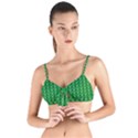 Green Christmas Tree Pattern Background Tie Up Cut Bikini Top View1