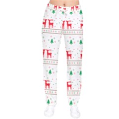 Red Green And Blue Christmas Themed Illustration Women Velvet Drawstring Pants by Paksenen