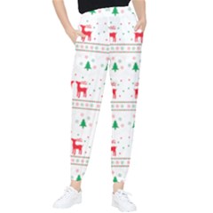 Red Green And Blue Christmas Themed Illustration Women s Tapered Pants by Paksenen