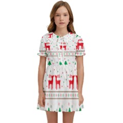 Red Green And Blue Christmas Themed Illustration Kids  Sweet Collar Dress by Paksenen