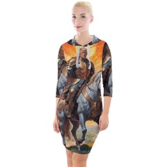 Heroic Trump Warrior In Golden Armor Quarter Sleeve Hood Bodycon Dress by AwesomeSauce