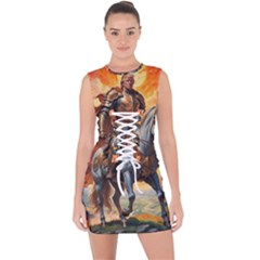 Heroic Trump Warrior In Golden Armor Lace Up Front Bodycon Dress by AwesomeSauce