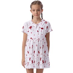 Christmas Xmas Holiday Pattern Background Kids  Asymmetric Collar Dress by Paksenen