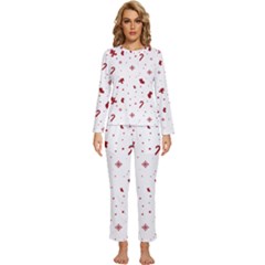 Christmas Xmas Holiday Pattern Background Womens  Long Sleeve Lightweight Pajamas Set by Paksenen