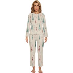 Trees Christmas Holiday Pattern Womens  Long Sleeve Lightweight Pajamas Set by Paksenen