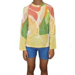 Citrus Fruit Healthy Vitamin Kids  Long Sleeve Swimwear by Paksenen