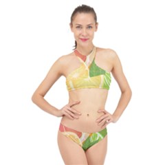 Citrus Fruit Healthy Vitamin High Neck Bikini Set by Paksenen