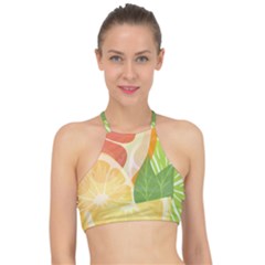 Citrus Fruit Healthy Vitamin Halter Bikini Top by Paksenen