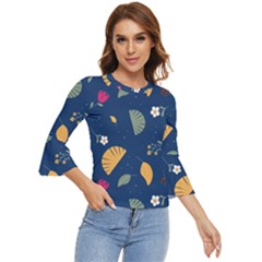 Cute Korean Pattern Bell Sleeve Top