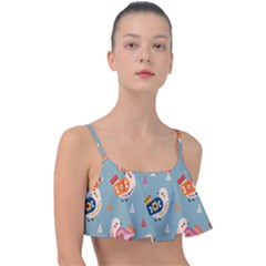 Cute Bird Pattern Frill Bikini Top by designsbymallika