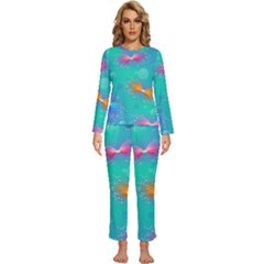 Christmas Pattern Womens  Long Sleeve Lightweight Pajamas Set by Paksenen