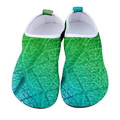 3d Leaves Texture Sheet Blue Green Kids  Sock-style Water Shoes by Cemarart