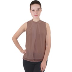 Mocha Mousse Hex Code #a47864 Mock Neck Chiffon Sleeveless Top by dressshop