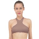 Mocha Mousse Hex Code #a47864 High Neck Bikini Top View1