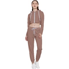 Mocha Mousse Hex Code #a47864 Cropped Zip Up Lounge Set by dressshop