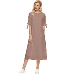 Mocha Mousse Hex Code #a47864 Bow Sleeve Chiffon Midi Dress by dressshop