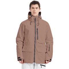 Mocha Mousse Hex Code #a47864 Men s Multi Pockets Zip Ski And Snowboard Waterproof Breathable Jacket by dressshop