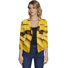Bananas, Macro, Fruits, Ripe Bananas Women s Casual 3/4 Sleeve Spring Jacket by kyorashop23