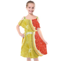 Fruit, Lemon Kids  Cut Out Shoulders Chiffon Dress by kyorashop23