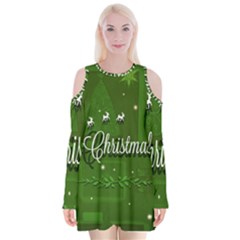 Merry Christmas , Holidays, Celebrations Velvet Long Sleeve Shoulder Cutout Dress by kyorashop23